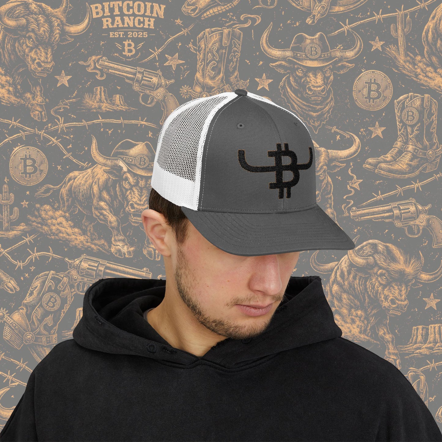 Bitcoin Bull Trucker Cap — Snapback Mesh Hat with BTC Bull Logo
