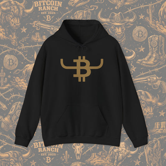 Bitcoin Ranch Hoodie — Western Crypto Bull Logo Sweatshirt