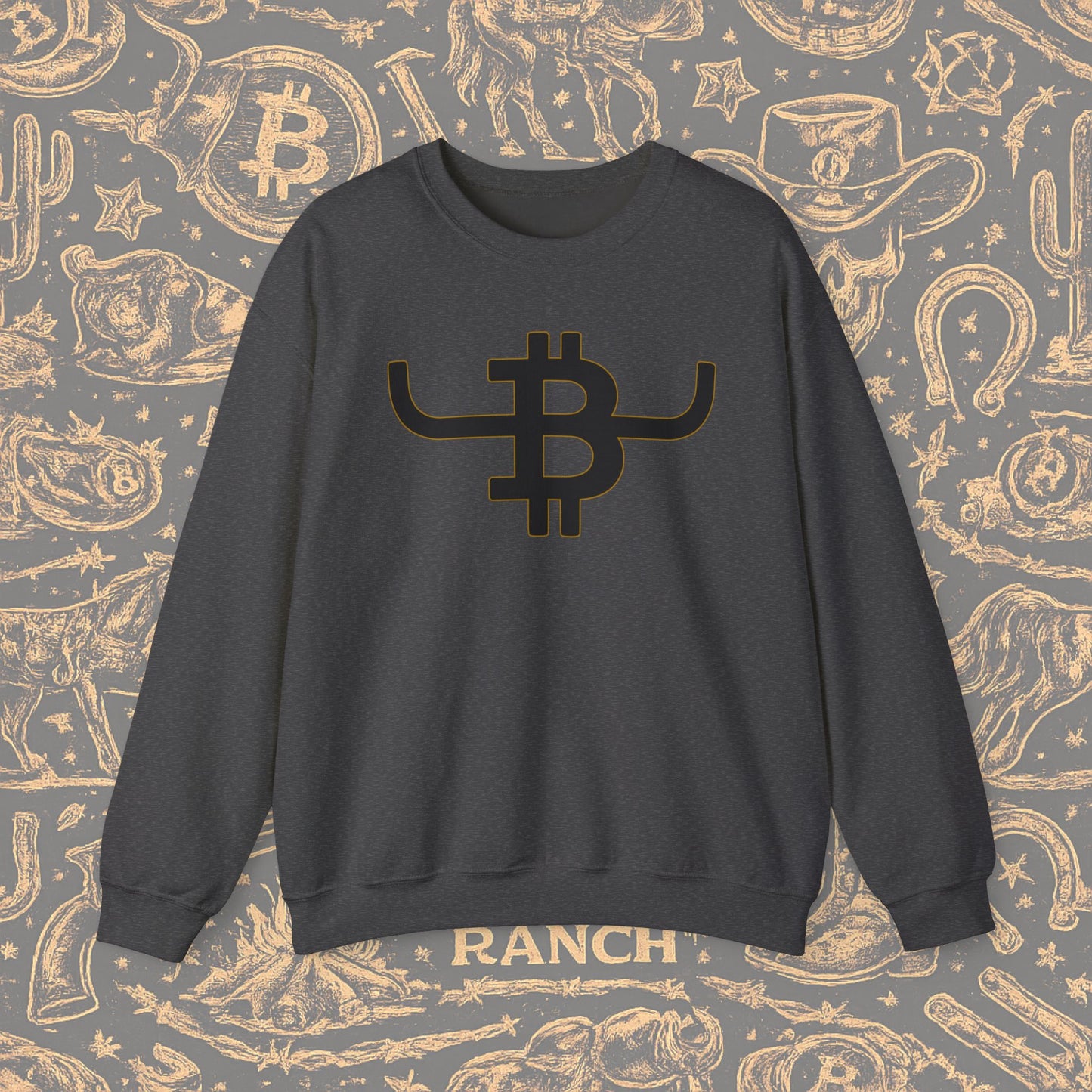 BULL BITCOIN Crewneck Sweatshirt — Cowboy Crypto Logo Pullover