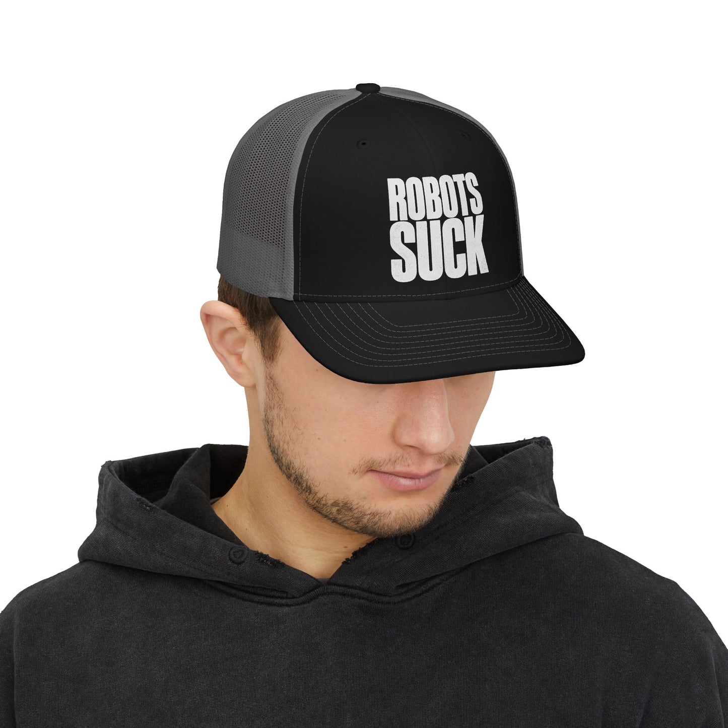 Robots Suck Trucker Cap – Bold Embroidered Snapback Hat