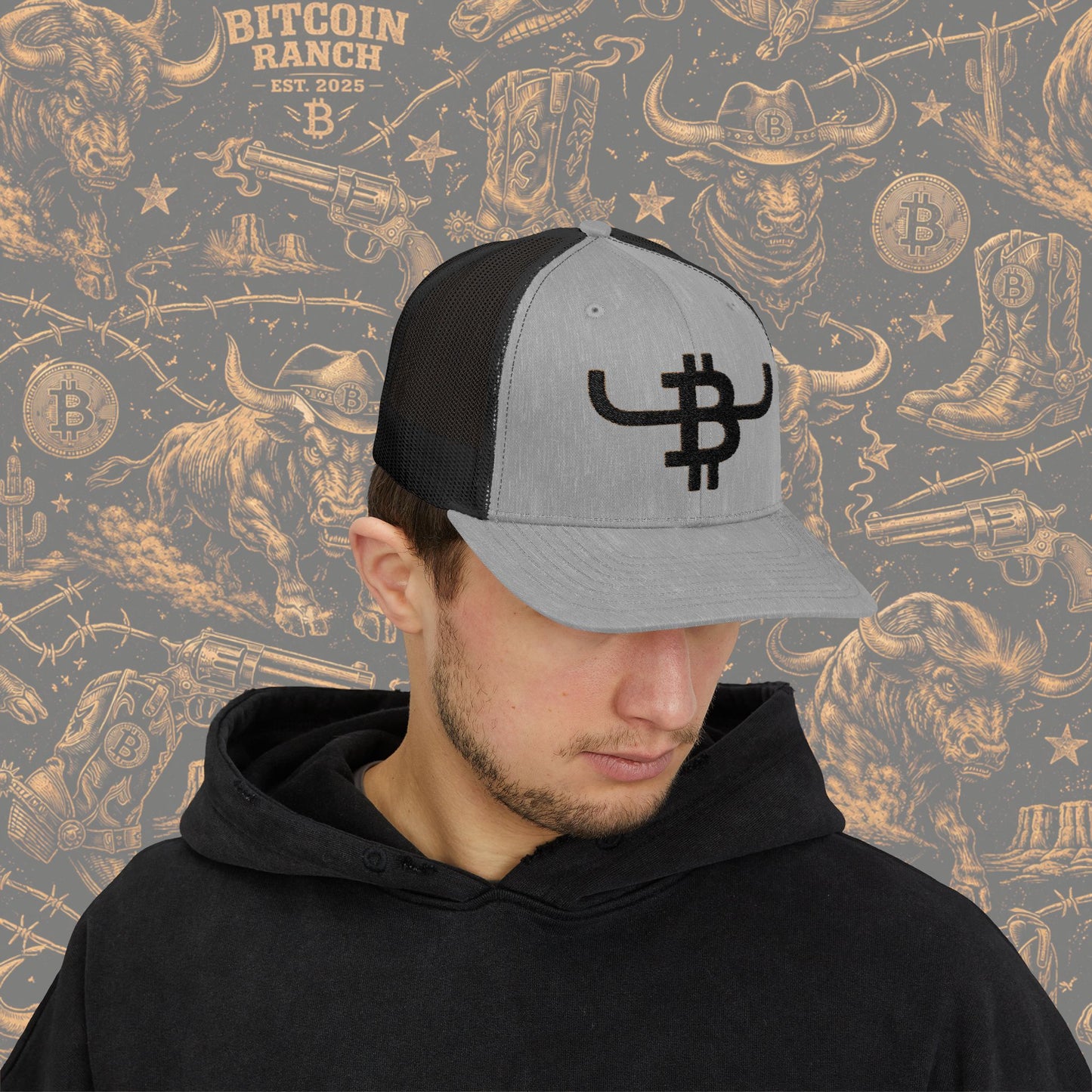 Bitcoin Bull Trucker Cap — Snapback Mesh Hat with BTC Bull Logo