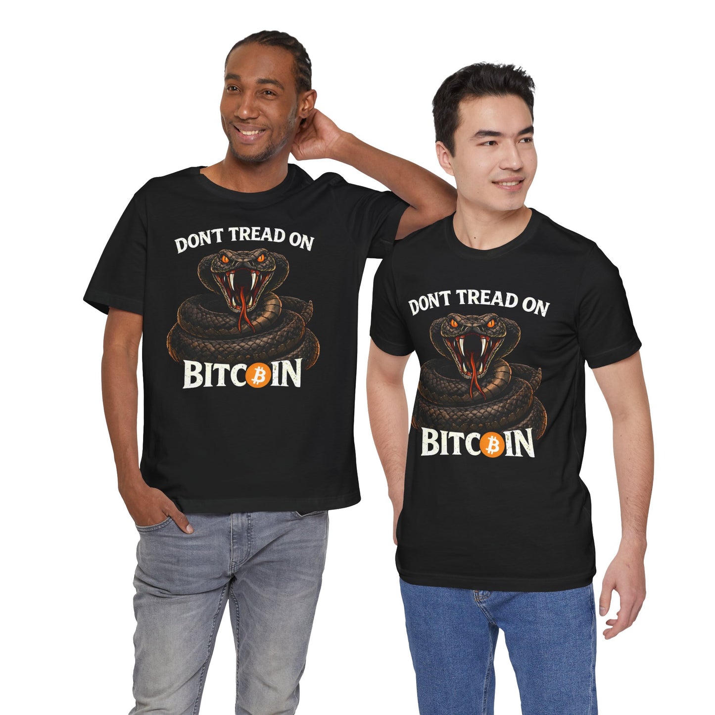 Don't Tread On Bitcoin T-Shirt — Snake Bitcoin Crypto Tee for Traders & Enthusiasts