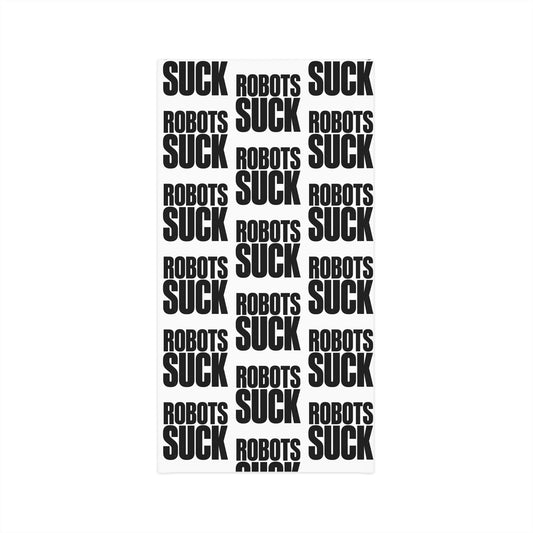 Neck Gaiter — Bold "Robots Suck" Repeating Text Face Covering