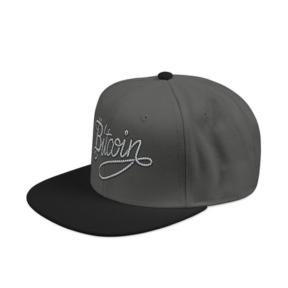 Embroidered Bitcoin Rope Script Snapback Hat