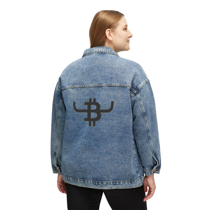 BULL BITCOIN Women's Denim Jacket — Western Crypto Bull Logo Jacket