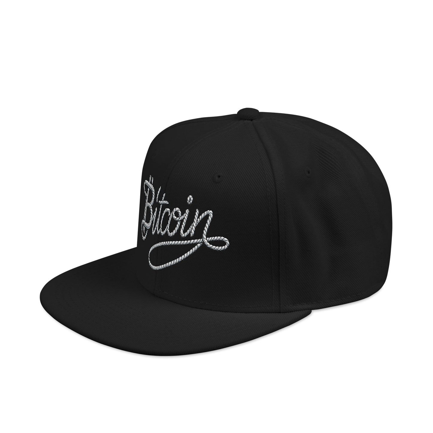 Embroidered Bitcoin Rope Script Snapback Hat