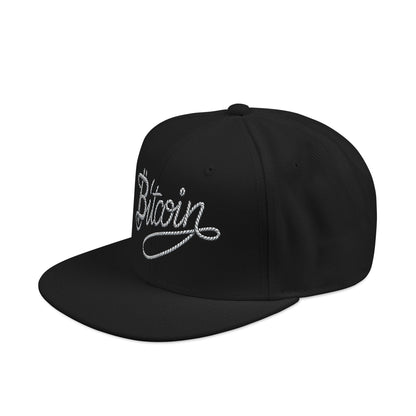 Embroidered Bitcoin Rope Script Snapback Hat