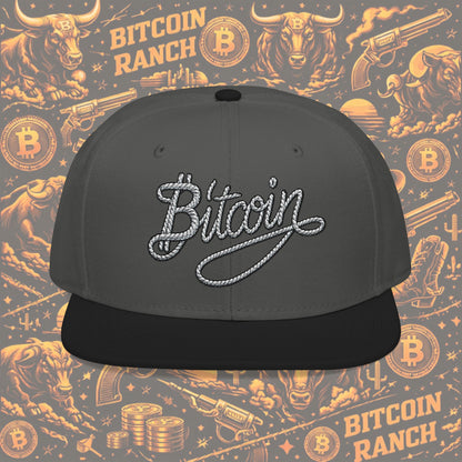 Embroidered Bitcoin Rope Script Snapback Hat