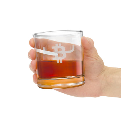 Engraved Bull Bitcoin Whiskey Glass - 10.5 oz Rocks Glass