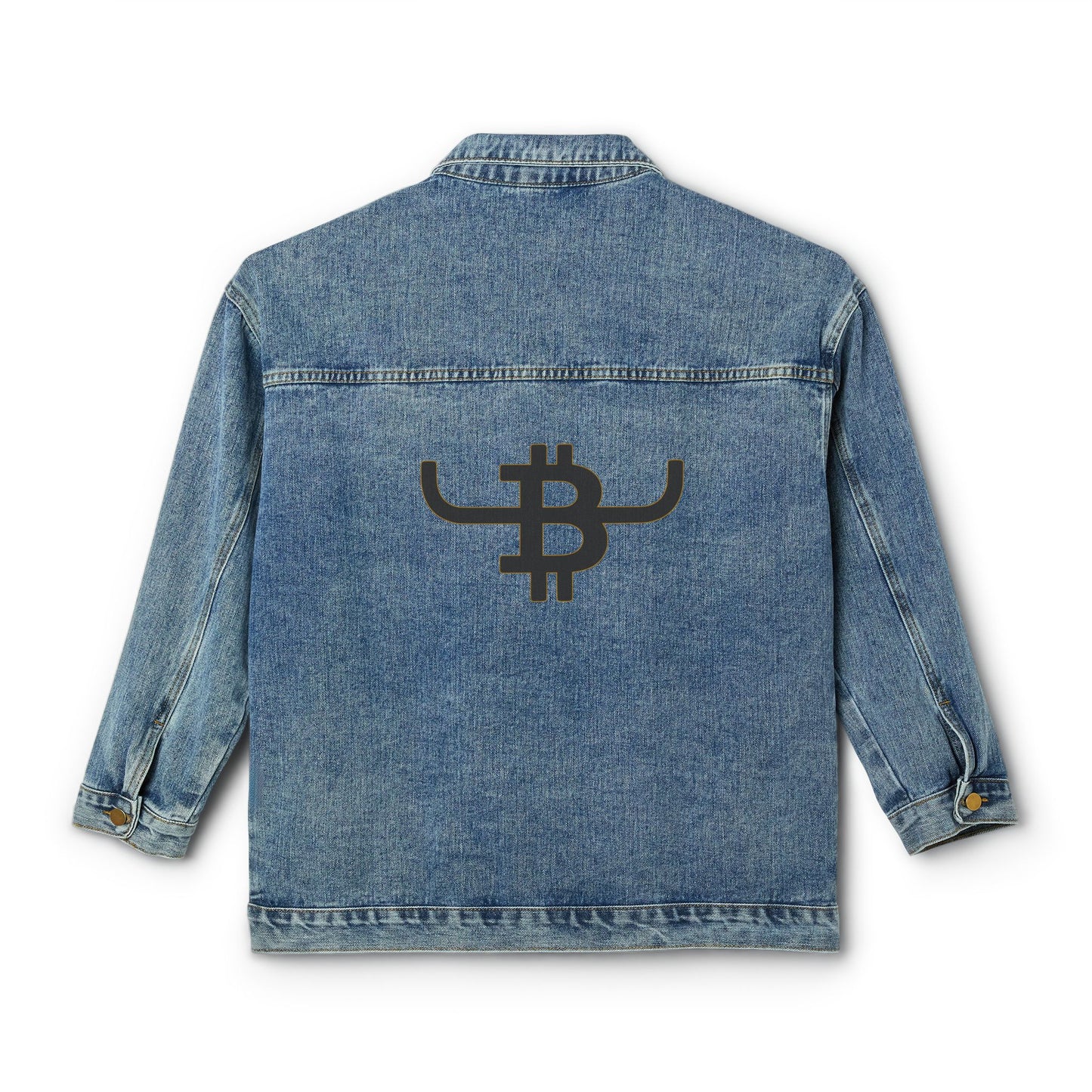 BULL BITCOIN Women's Denim Jacket — Western Crypto Bull Logo Jacket