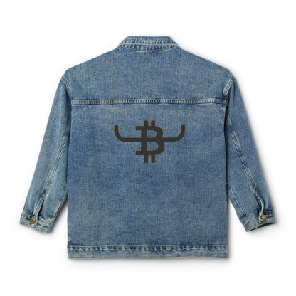 BULL BITCOIN Women's Denim Jacket — Western Crypto Bull Logo Jacket