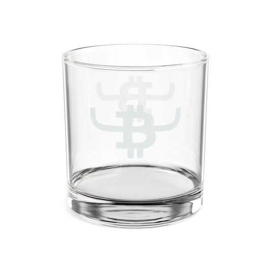 Engraved Bull Bitcoin Whiskey Glass - 10.5 oz Rocks Glass