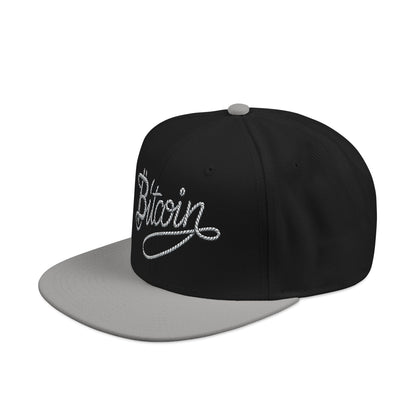 Embroidered Bitcoin Rope Script Snapback Hat