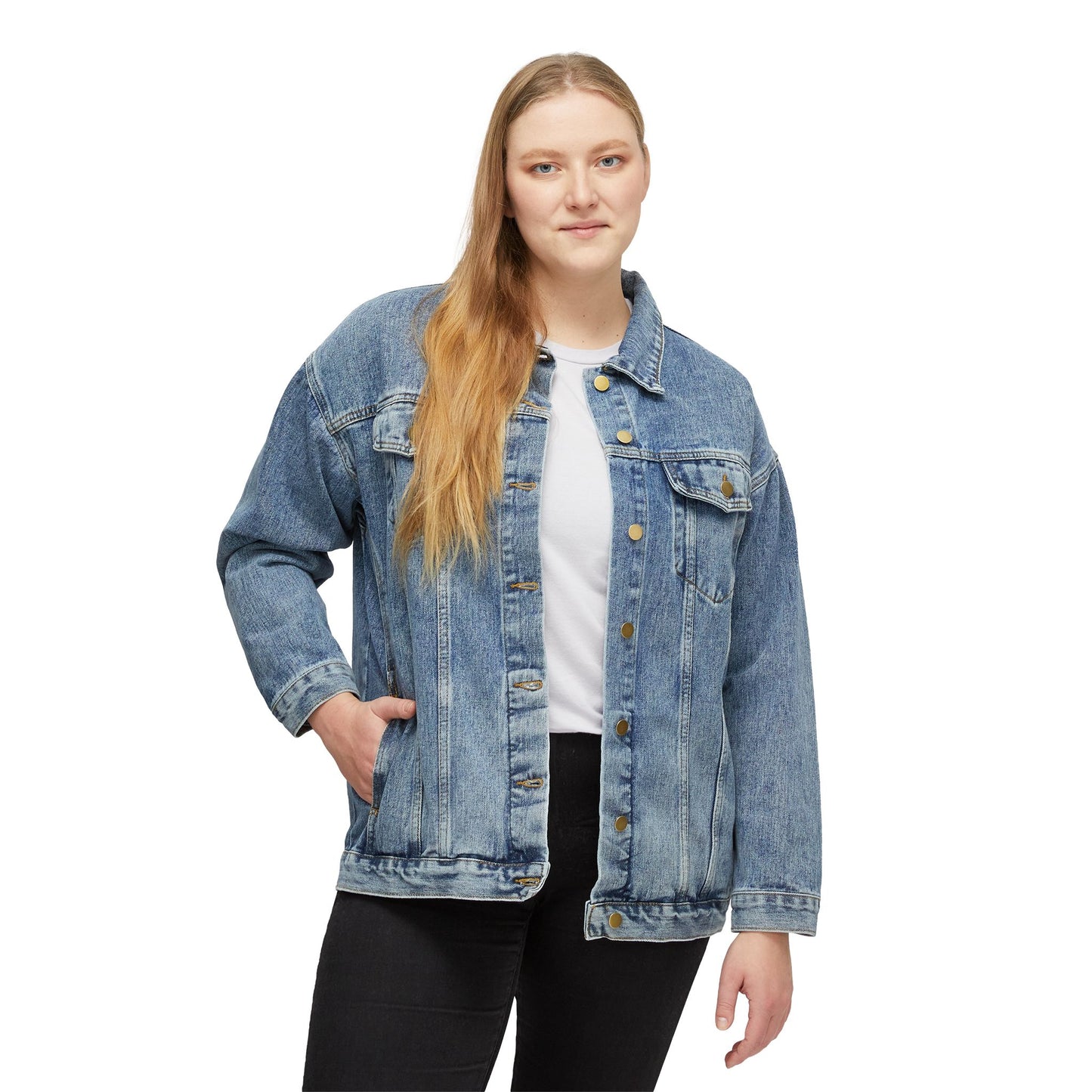 BULL BITCOIN Women's Denim Jacket — Western Crypto Bull Logo Jacket