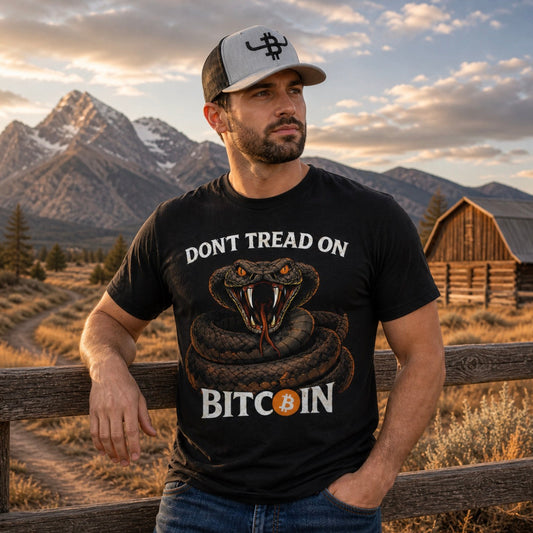 Don't Tread On Bitcoin T-Shirt — Snake Bitcoin Crypto Tee for Traders & Enthusiasts